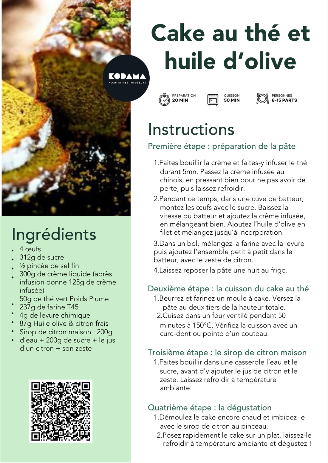 Recette : cake au thé et à l'huile d'olive