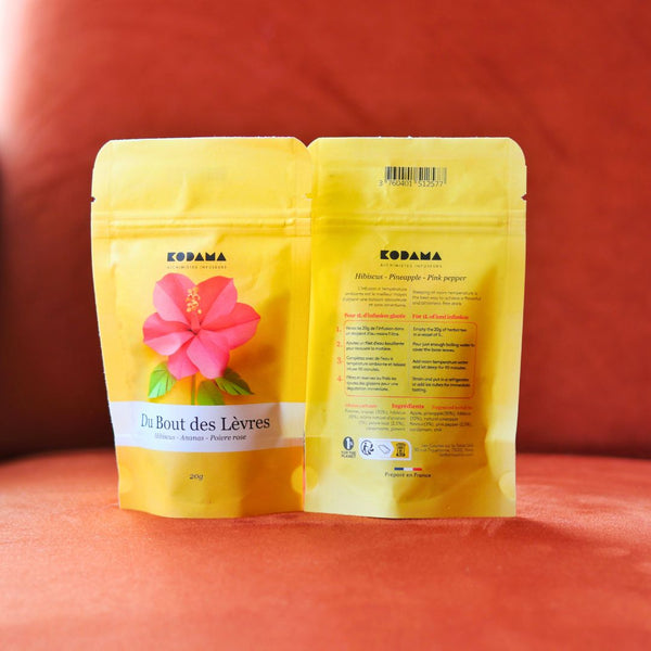 Du Bout des Lèvres – Infusion – Hibiscus, Ananas, Poivre rose – Kodama Paris - Pochette découverte