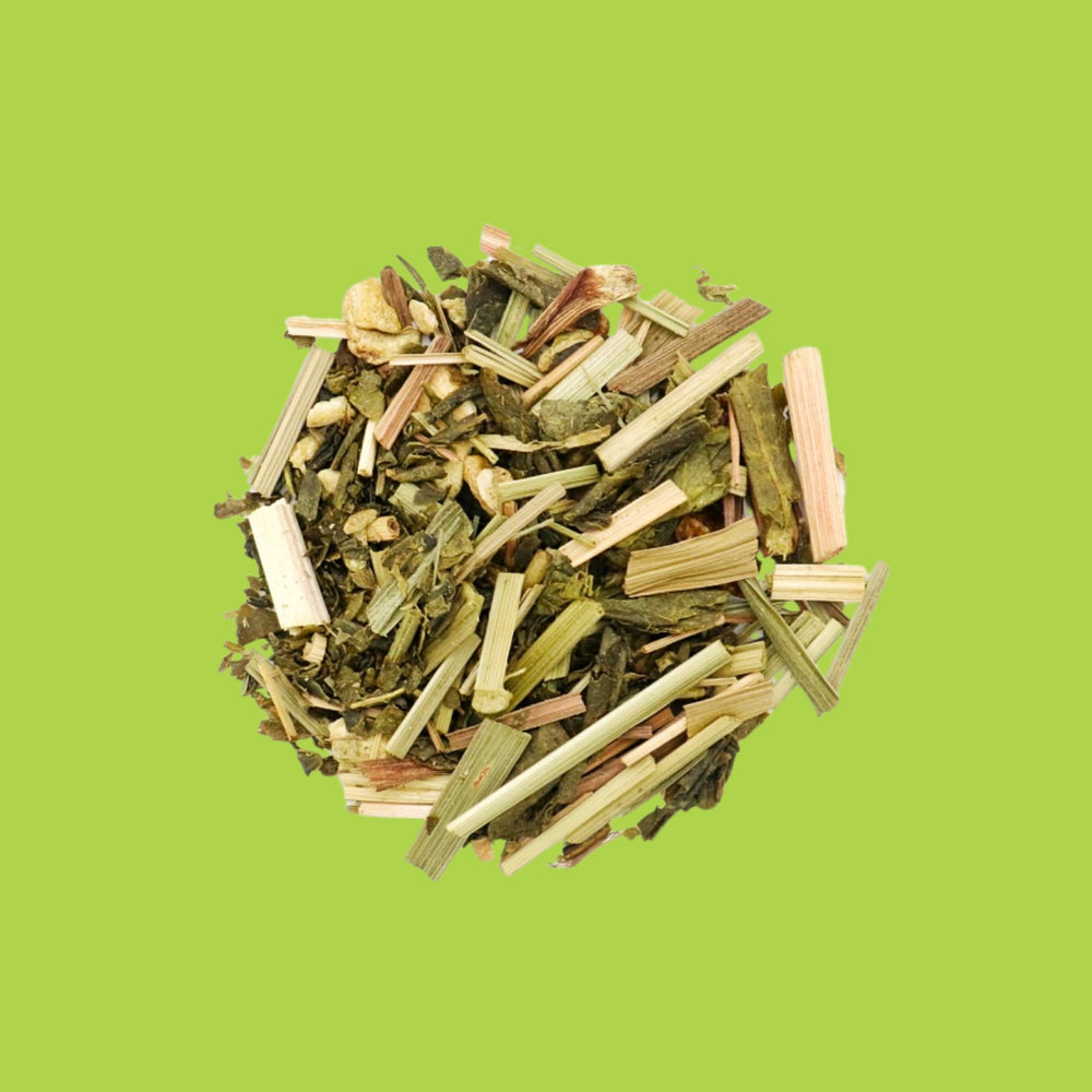 Nouveau Départ – Thé vert, Yuzu, Gingembre – Kodama Paris -  Verre-d-elixir-sur-table-vrac-boite