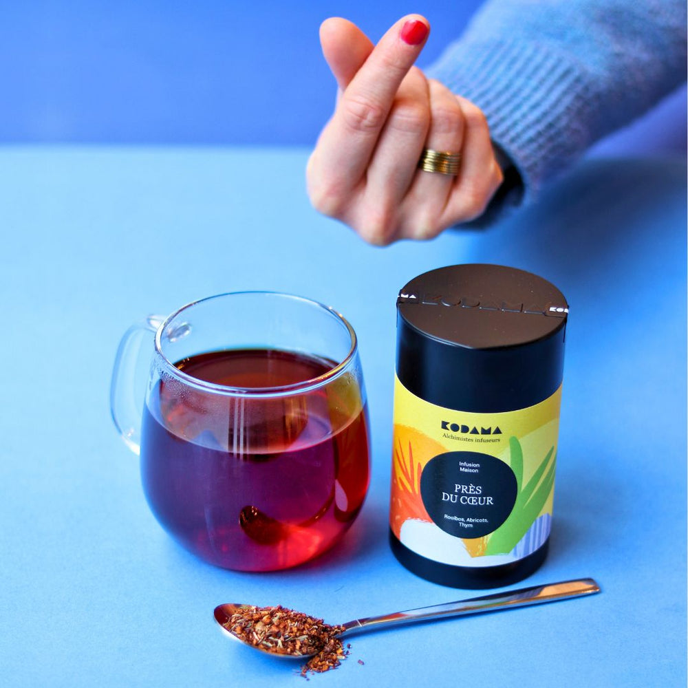 Près du Cœur Bio – Rooibos, Abricots, Thym – Kodama Paris -  Elixir - Tasse - Boite 